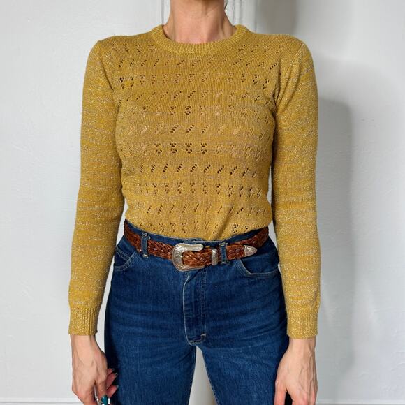 Vintage Sweaters - 70s Gyn Tot Les Gold Sweater size S